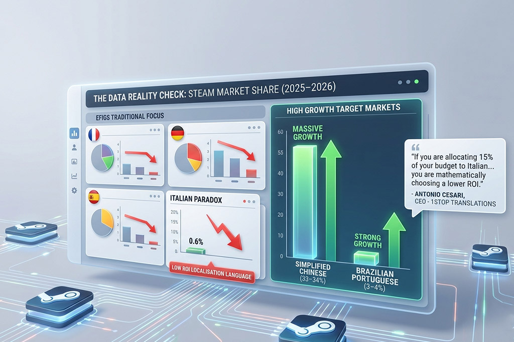 The Data Reality Check: Steam Market Share (2025–2026) - 1Stop Tranlsations