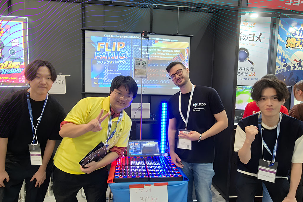 How to use iGaming localization to increase your market share - 1Stop Translations Gaetano Mele (1Stop Translations) with SC-MAKERS! at Tokyo Game Show 2026, playing Flip Panic
