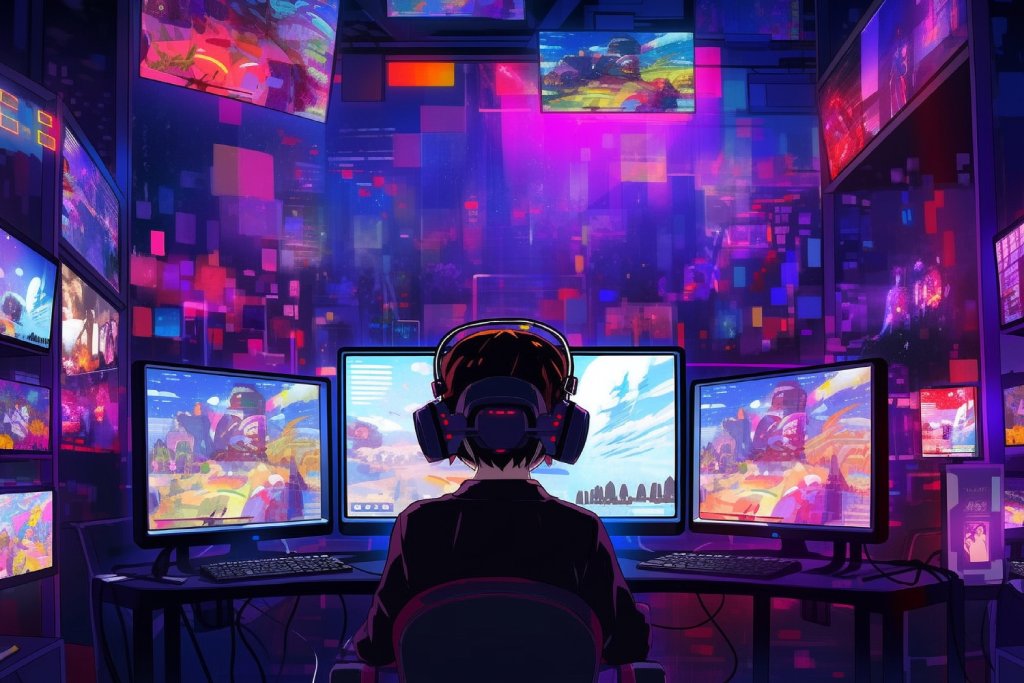 An FQA tester monitoring game performance and code stability across multiple screens.